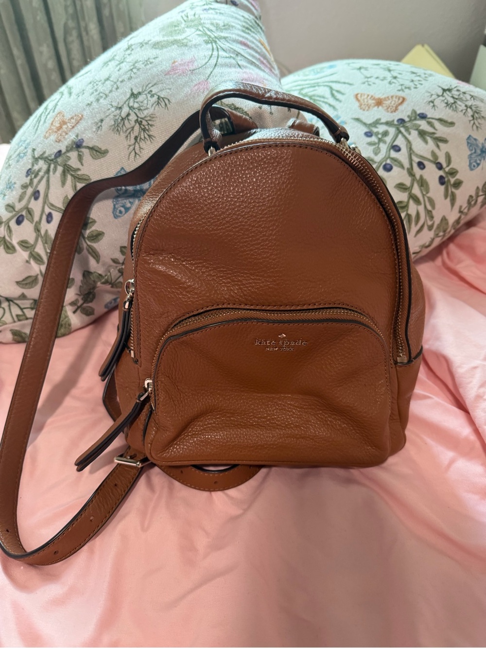 kate spade brown leather mini backpack